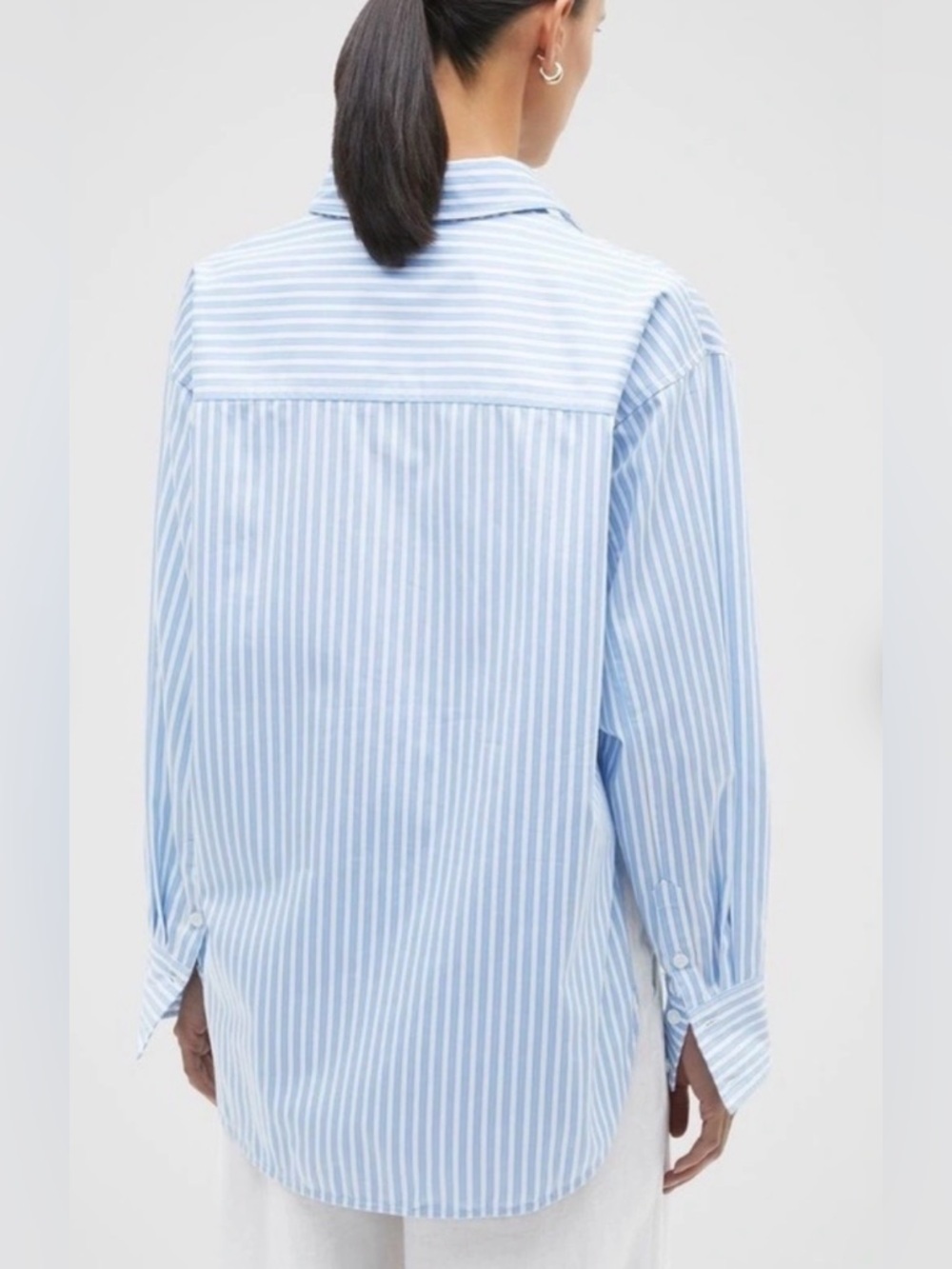 Seed Heritage Cotton Stripe Shirt in Frost Blue Stripe Size 8 - Picture 2 of 11